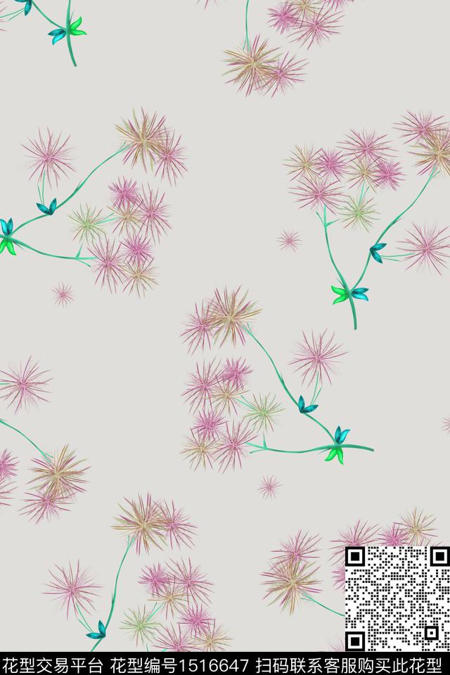 定位花蒲公英数码花型数码印花花型下载（图片编号: 1516647） - 瓦栏（Walan）