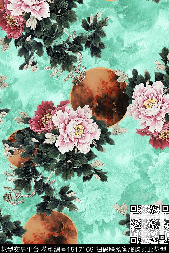 CCCC1032.jpg - 1517169 - 旗袍 香云纱 中老年 - 数码印花花型 － 女装花型设计 － 瓦栏