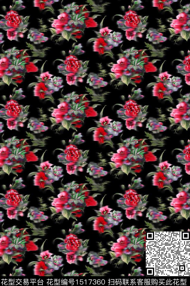 邑-dx095-1.jpg - 1517360 - 绿植树叶 大牌风 抽象 - 数码印花花型 － 女装花型设计 － 瓦栏