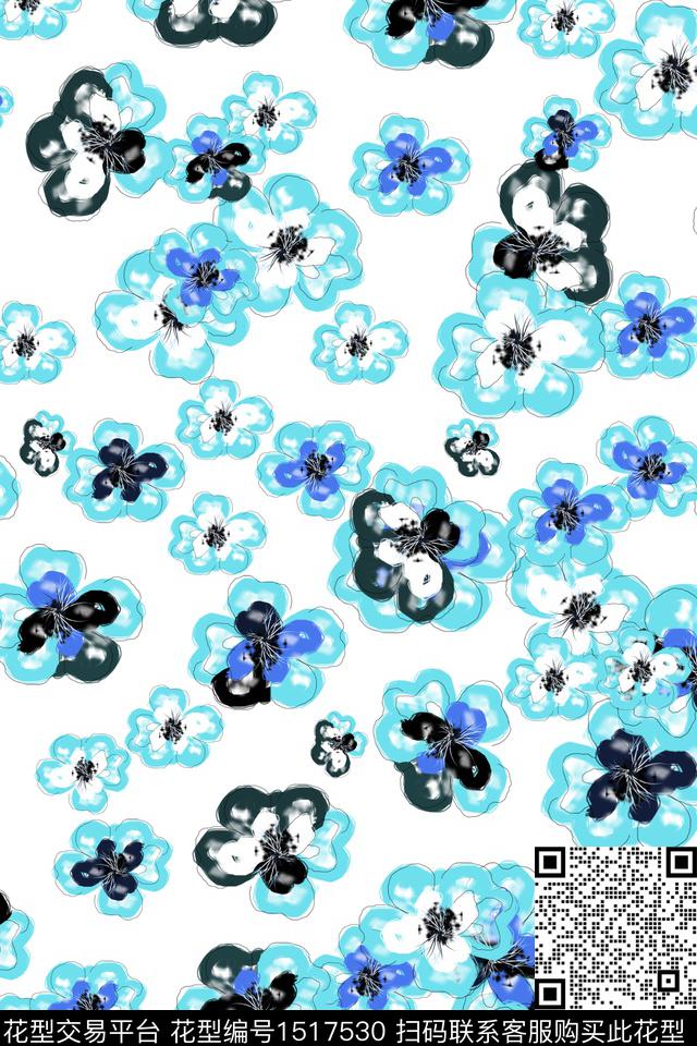 定位花数码花型花卉数码印花花型下载（图片编号: 1517530） - 瓦栏（Walan）