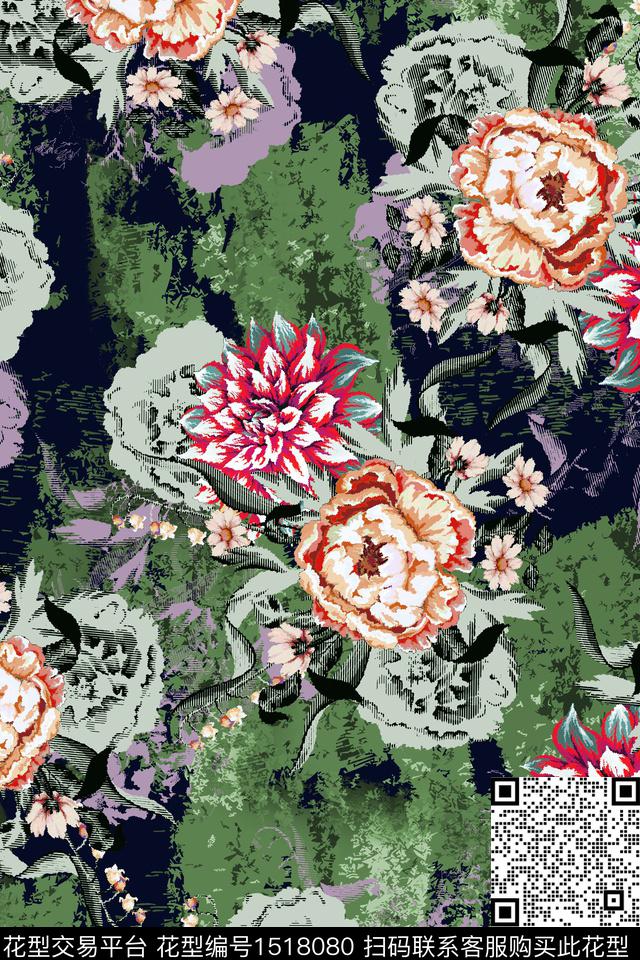 CM115-1.jpg - 1518080 - 抽象花卉 春夏花型 手绘花卉 - 数码印花花型 － 女装花型设计 － 瓦栏