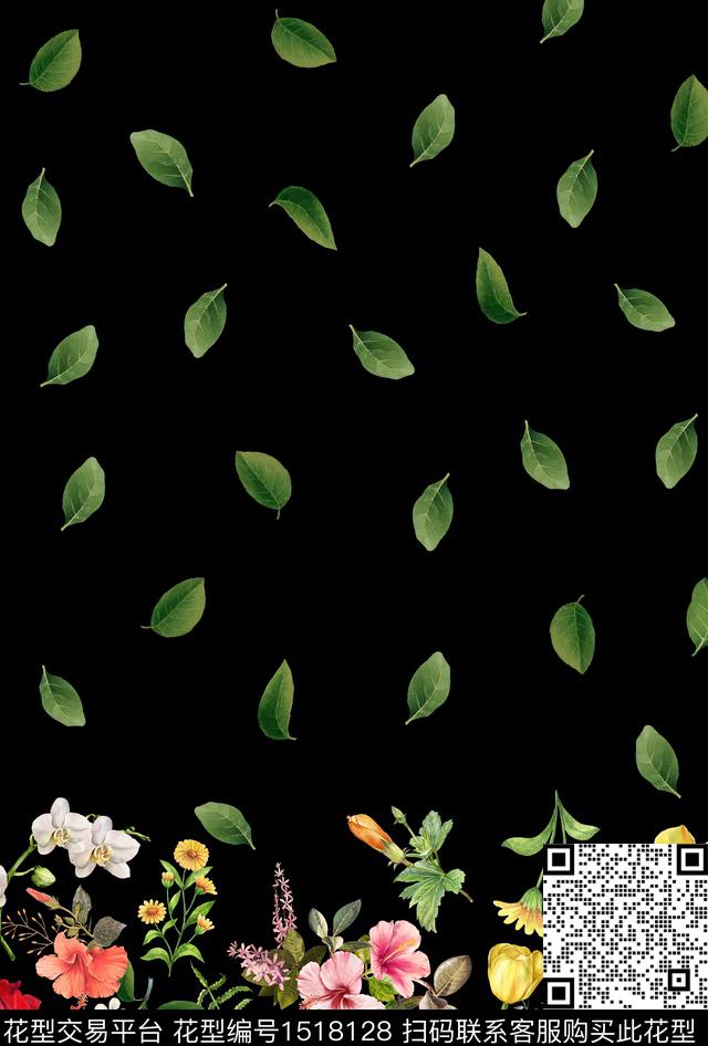 guan1005 二方连续.jpg - 1518128 - 花卉 绿植树叶 复古风 - 数码印花花型 － 女装花型设计 － 瓦栏