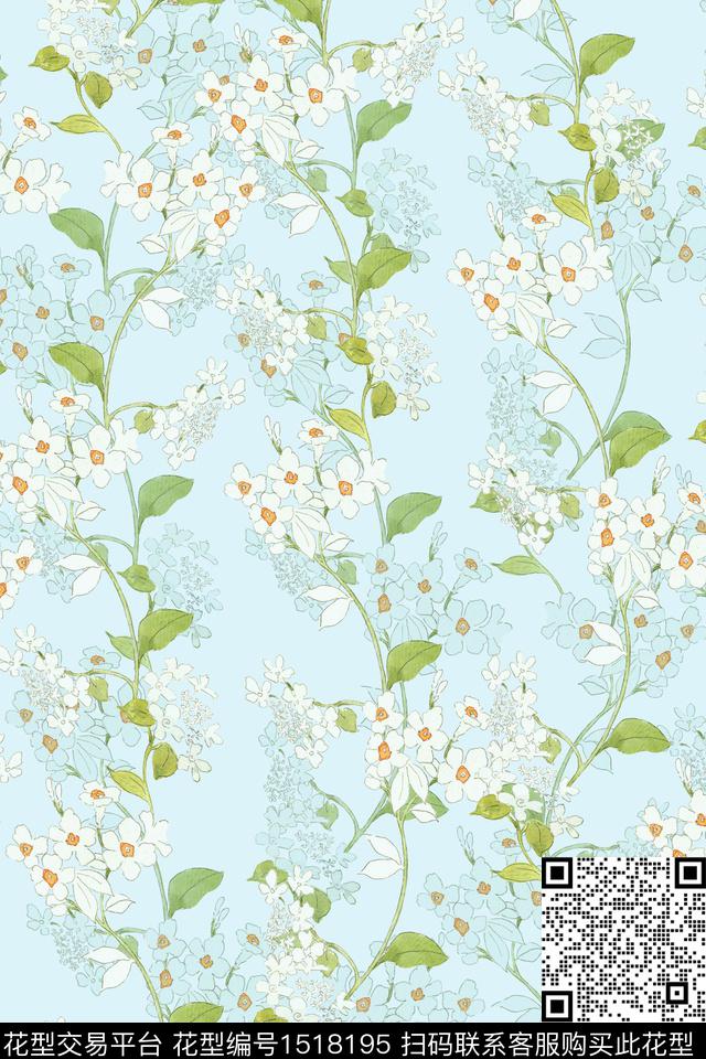 绿植树叶大牌风小清新数码印花花型下载（图片编号: 1518195） - 瓦栏（Walan）