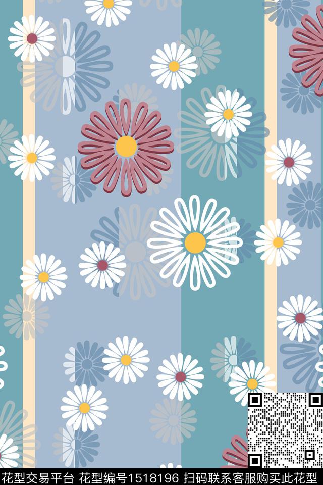 花卉大牌风小清新数码印花花型下载（图片编号: 1518196） - 瓦栏（Walan）