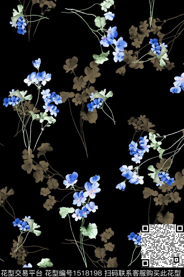 花卉大牌风小清新数码印花花型下载（图片编号: 1518198） - 瓦栏（Walan）