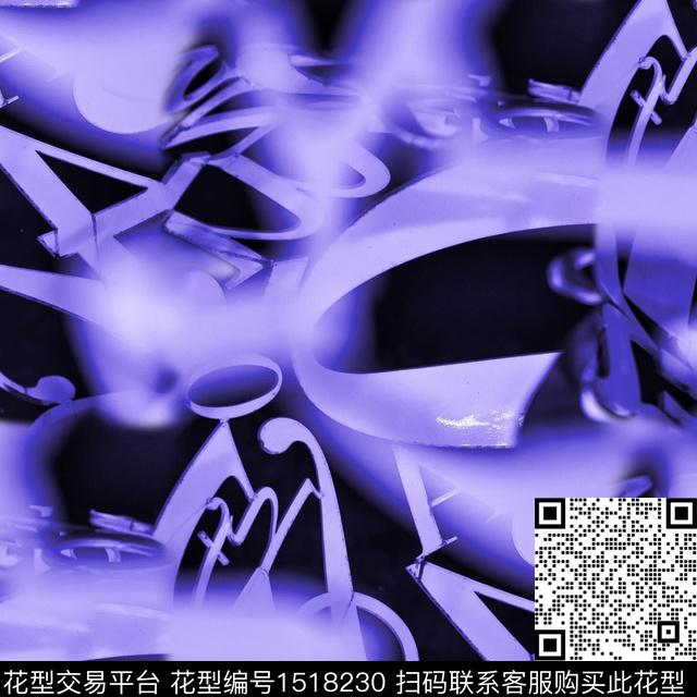 渐变字母霓虹数码印花花型下载（图片编号: 1518230） - 瓦栏（Walan）