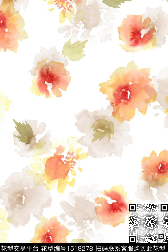 绿植树叶大牌风小清新数码印花花型下载（图片编号: 1518278） - 瓦栏（Walan）