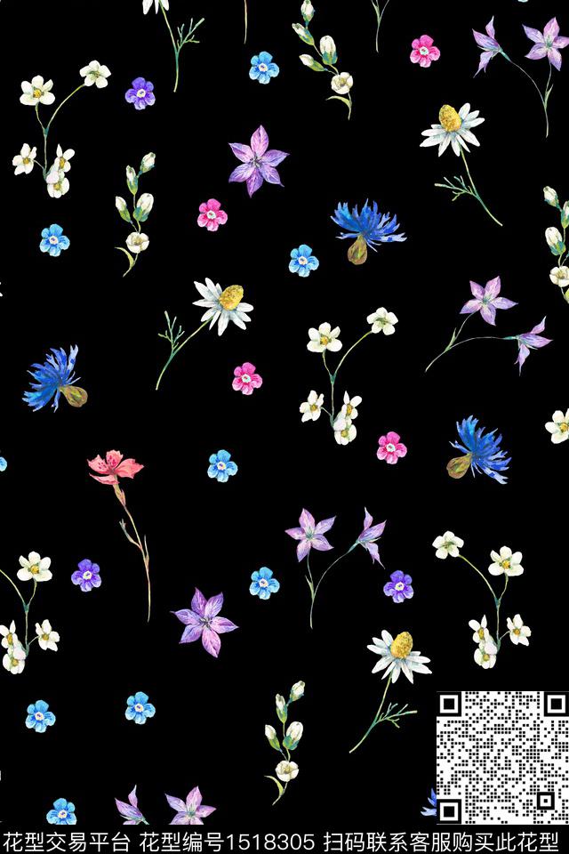 绿植树叶大牌风小清新数码印花花型下载（图片编号: 1518305） - 瓦栏（Walan）