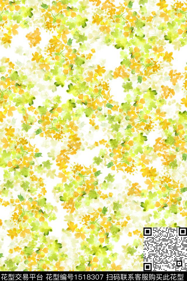 绿植树叶大牌风小清新数码印花花型下载（图片编号: 1518307） - 瓦栏（Walan）