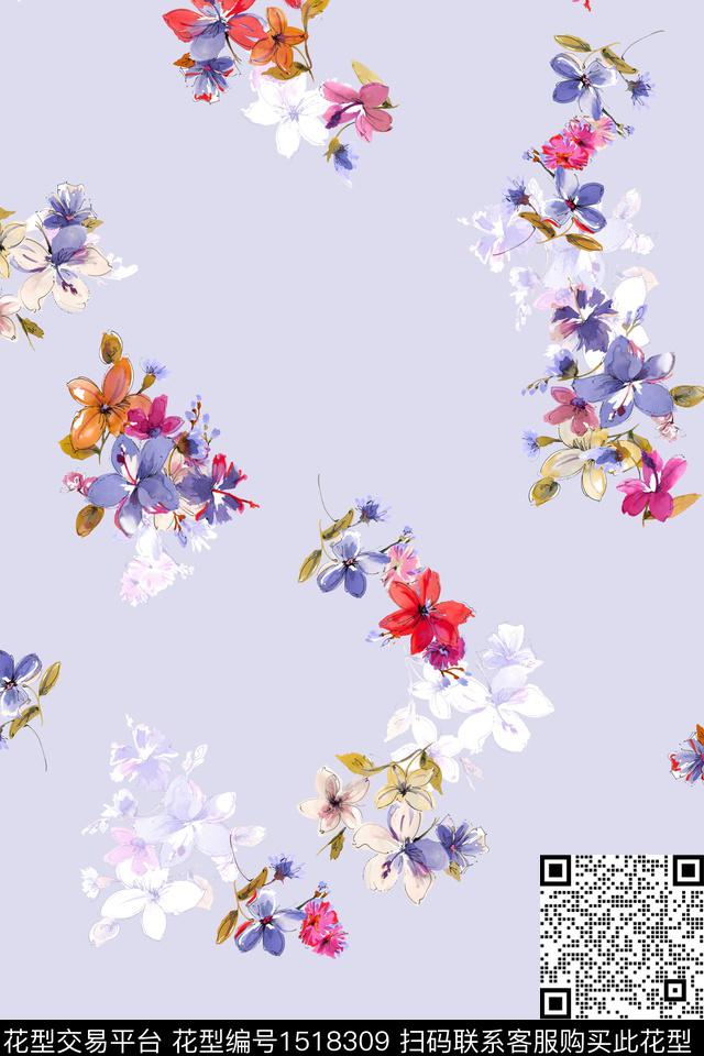 绿植树叶大牌风小清新数码印花花型下载（图片编号: 1518309） - 瓦栏（Walan）
