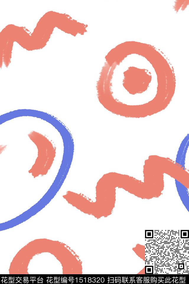 童装涂鸦几何数码印花花型下载（图片编号: 1518320） - 瓦栏（Walan）