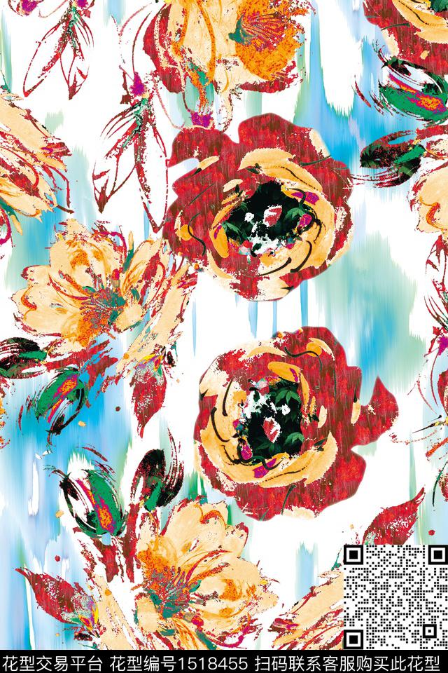 CM123-1.jpg - 1518455 - 抽象花卉 春夏花型 手绘花卉 - 数码印花花型 － 女装花型设计 － 瓦栏