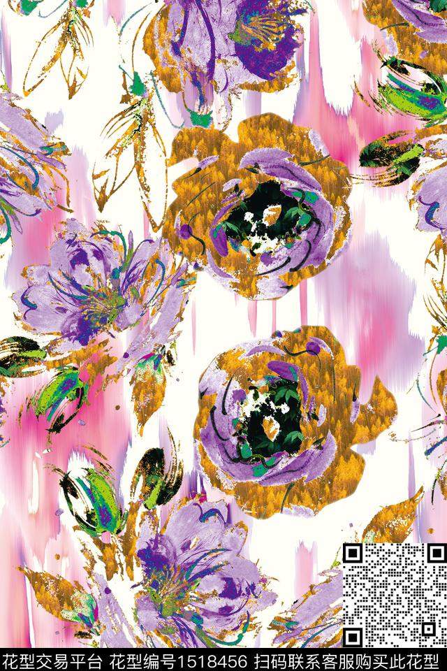 CM123-2.jpg - 1518456 - 抽象花卉 春夏花型 手绘花卉 - 数码印花花型 － 女装花型设计 － 瓦栏