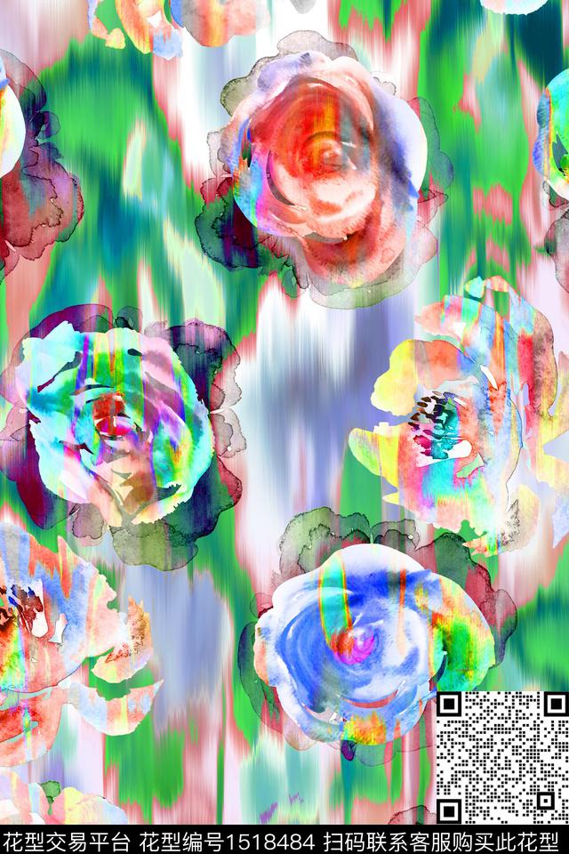 CM124psd.jpg - 1518484 - 春夏花型 抽象水彩 浪漫花型 - 数码印花花型 － 女装花型设计 － 瓦栏