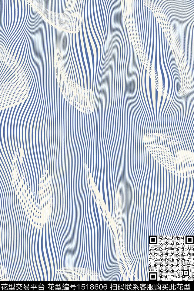 414.jpg - 1518606 - 蓝色 条纹 抽象 - 数码印花花型 － 女装花型设计 － 瓦栏