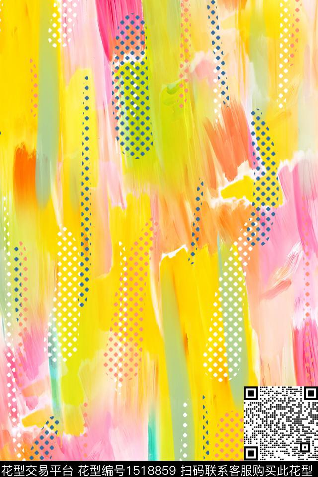 抽象小清新真丝数码印花花型下载（图片编号: 1518859） - 瓦栏（Walan）