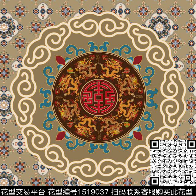 方巾20.jpg - 1519037 - 花卉 大牌风 中国 - 数码印花花型 － 方巾花型设计 － 瓦栏