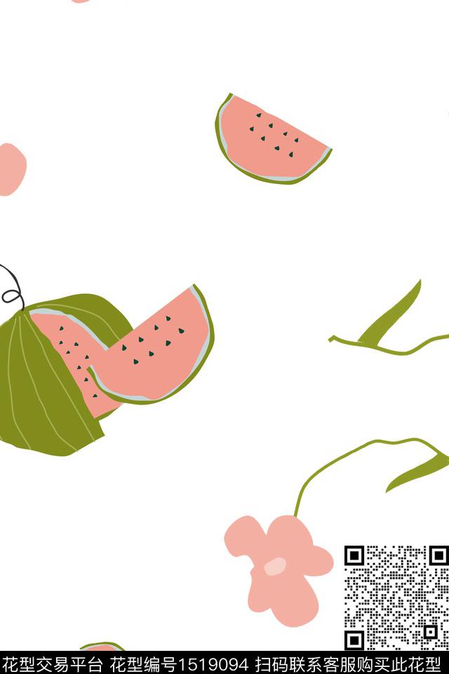 水果花卉西瓜数码印花花型下载（图片编号: 1519094） - 瓦栏（Walan）