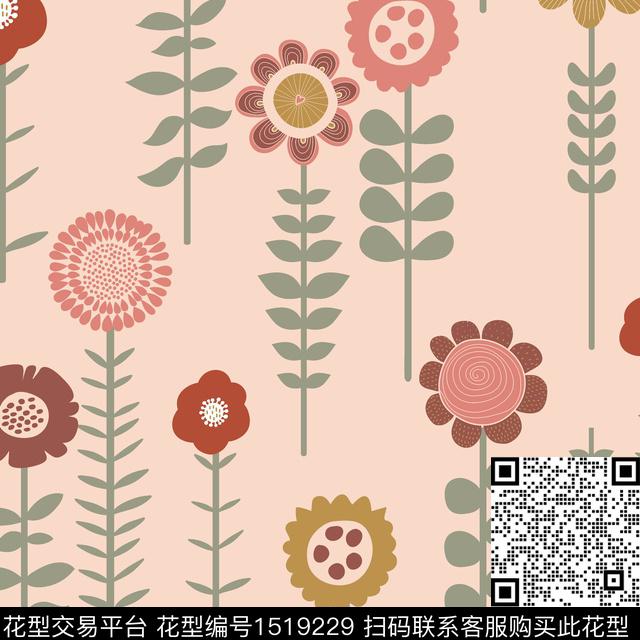 ZJY20221105.jpg - 1519229 - 花卉 几何花卉 女装 - 传统印花花型 － 床品花型设计 － 瓦栏