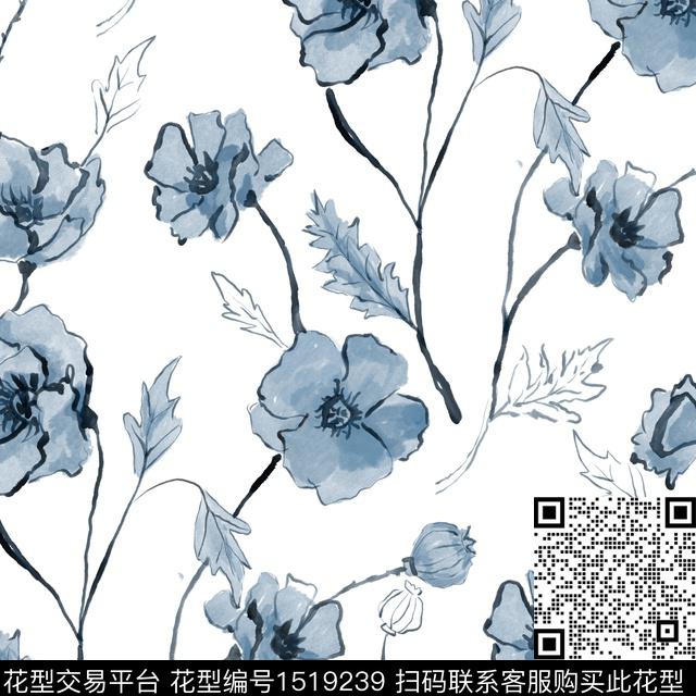 ZJY20221114.jpg - 1519239 - 花卉 床品 手绘 - 传统印花花型 － 床品花型设计 － 瓦栏
