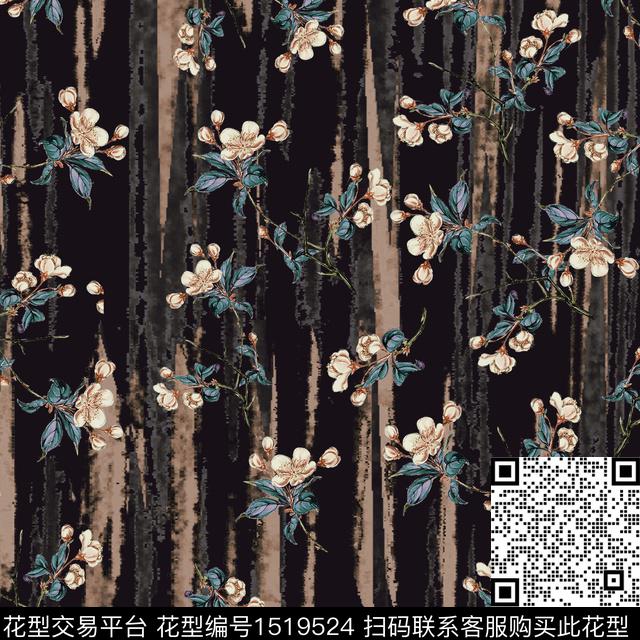11-J1108.jpg - 1519524 - 数码花型 花卉 香云纱 - 数码印花花型 － 女装花型设计 － 瓦栏