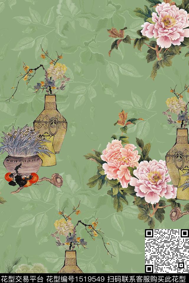 数码花型民族风香云纱数码印花花型下载（图片编号: 1519549） - 瓦栏（Walan）