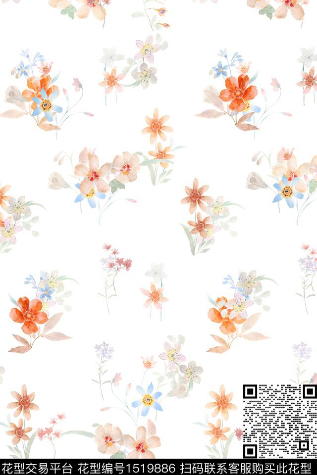 大牌风小清新真丝数码印花花型下载（图片编号: 1519886） - 瓦栏（Walan）