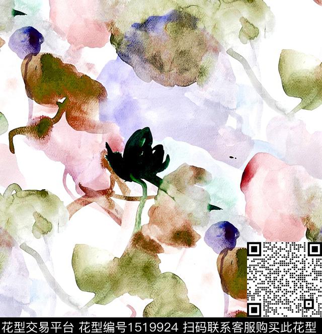 R2211073.jpg - 1519924 - 荷花 郁金香 水彩花卉 - 数码印花花型 － 男装花型设计 － 瓦栏