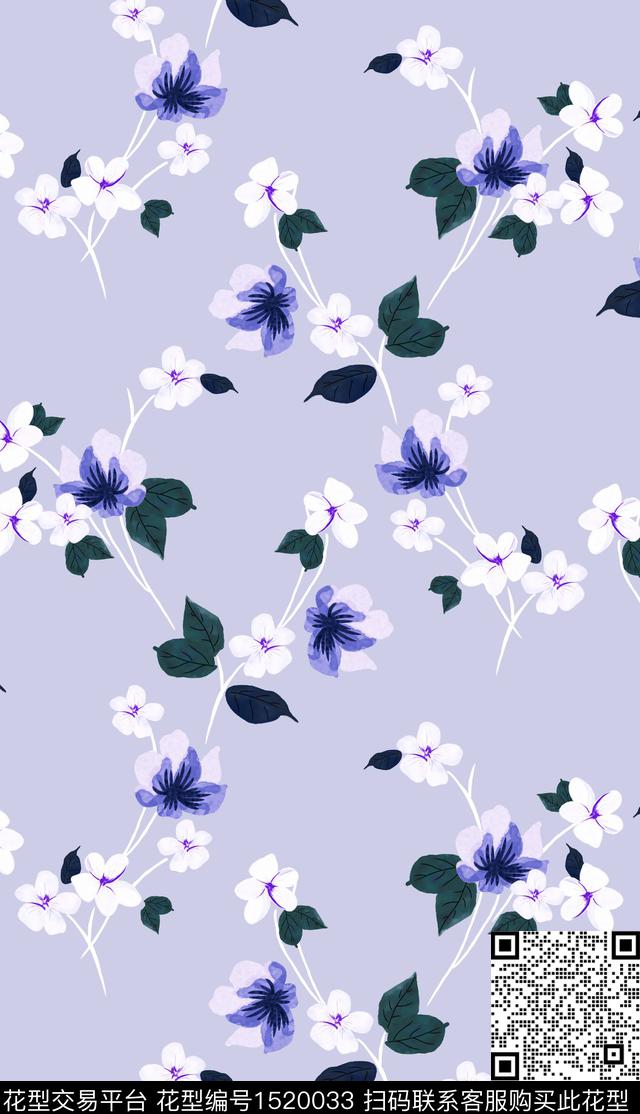 连衣裙女装花卉数码印花花型下载（图片编号: 1520033） - 瓦栏（Walan）