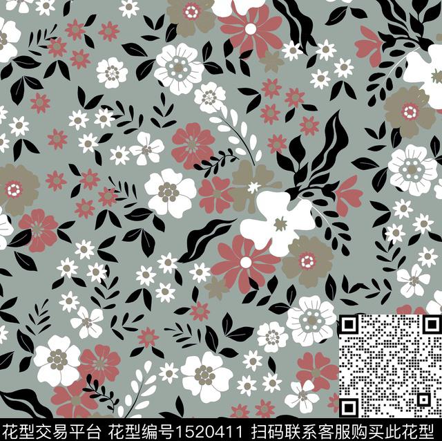 花卉手绘小碎花数码印花花型下载（图片编号: 1520411） - 瓦栏（Walan）