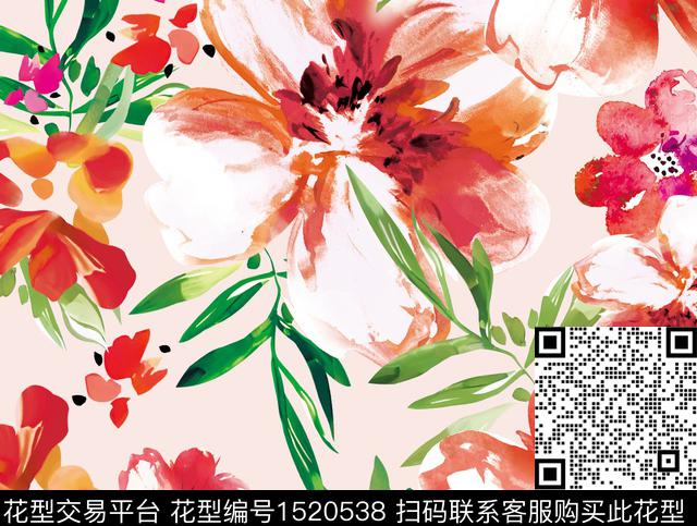 花卉数码印花花型下载（图片编号: 1520538） - 瓦栏（Walan）