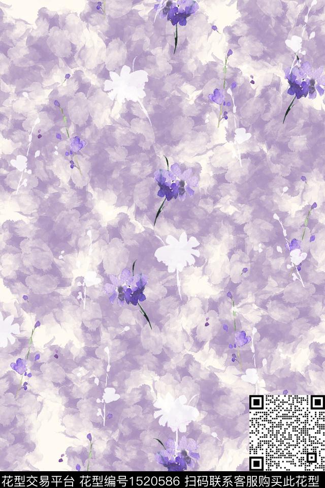 抽象花卉花卉大牌风数码印花花型下载（图片编号: 1520586） - 瓦栏（Walan）