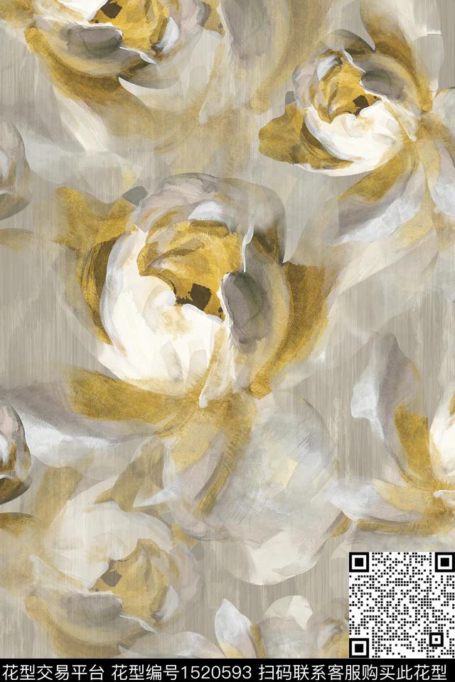 肌理抽象花卉花卉数码印花花型下载（图片编号: 1520593） - 瓦栏（Walan）