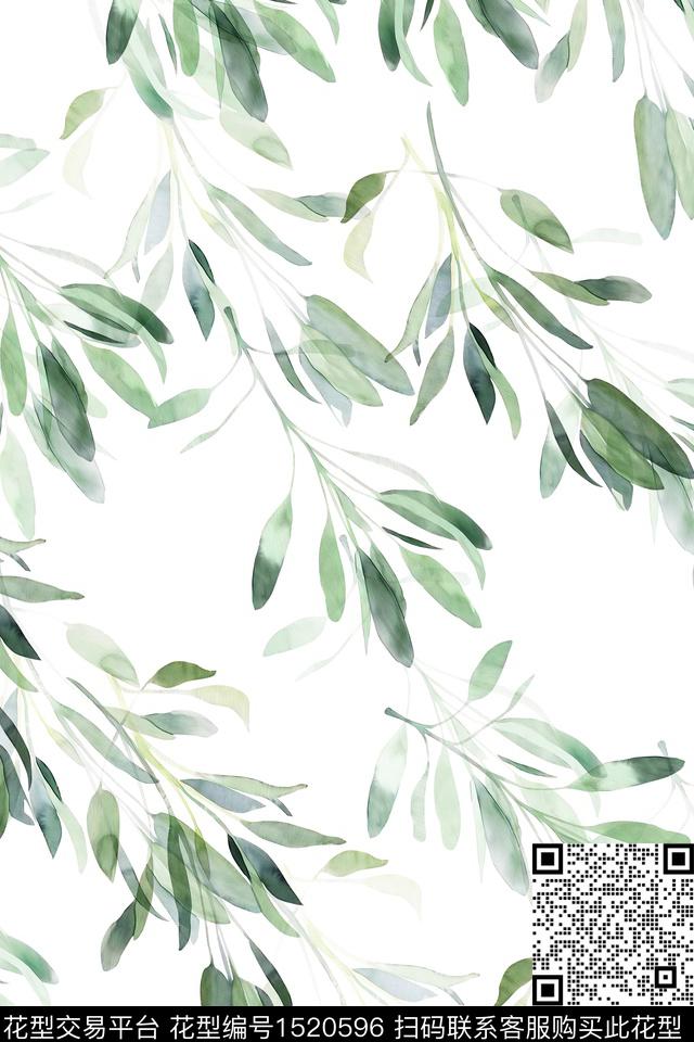 绿植树叶花卉大牌风数码印花花型下载（图片编号: 1520596） - 瓦栏（Walan）