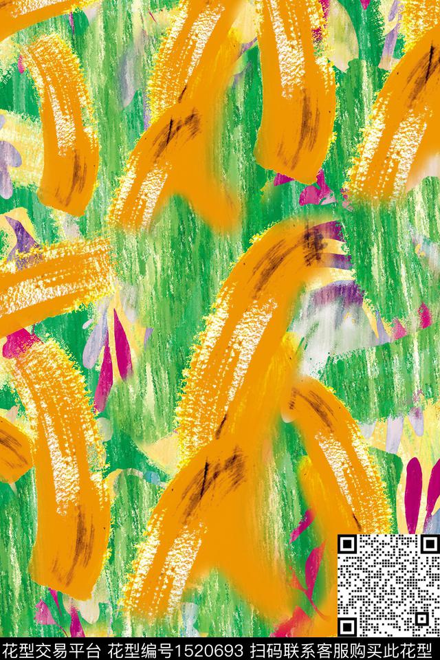 CM127.jpg - 1520693 - 烂花花型 水彩花卉 抽象 - 数码印花花型 － 女装花型设计 － 瓦栏