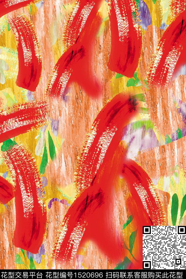 CM127-1.jpg - 1520696 - 烂花花型 水彩花卉 抽象 - 数码印花花型 － 女装花型设计 － 瓦栏