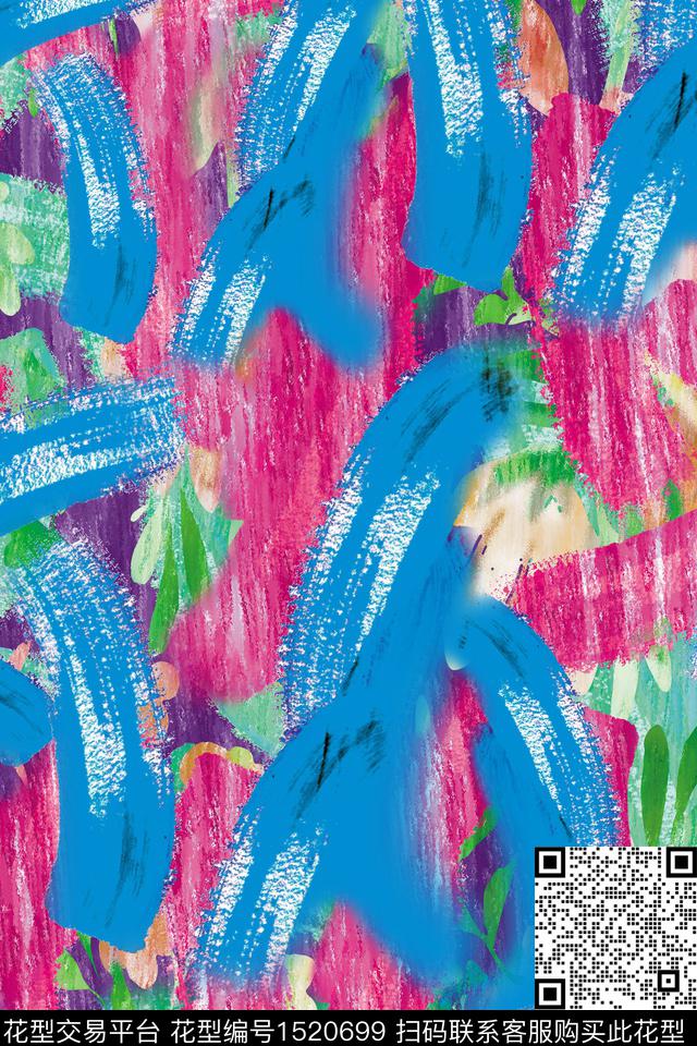 CM127-2.jpg - 1520699 - 烂花花型 水彩花卉 抽象 - 数码印花花型 － 女装花型设计 － 瓦栏