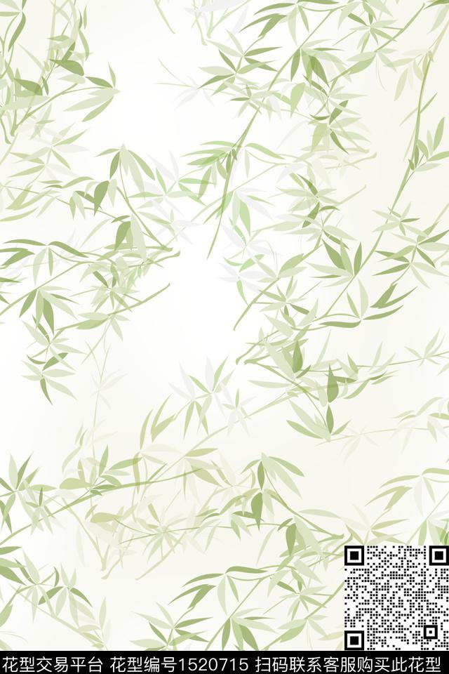 绿植树叶大牌风小清新数码印花花型下载（图片编号: 1520715） - 瓦栏（Walan）