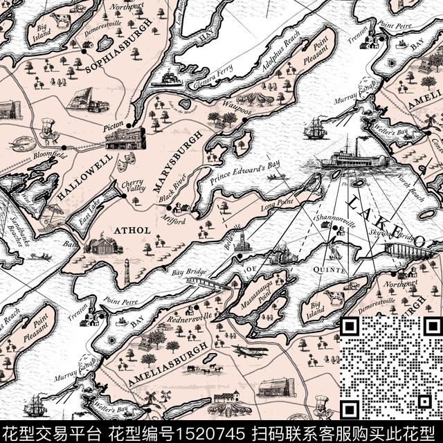 地图字母趣味数码印花花型下载（图片编号: 1520745） - 瓦栏（Walan）