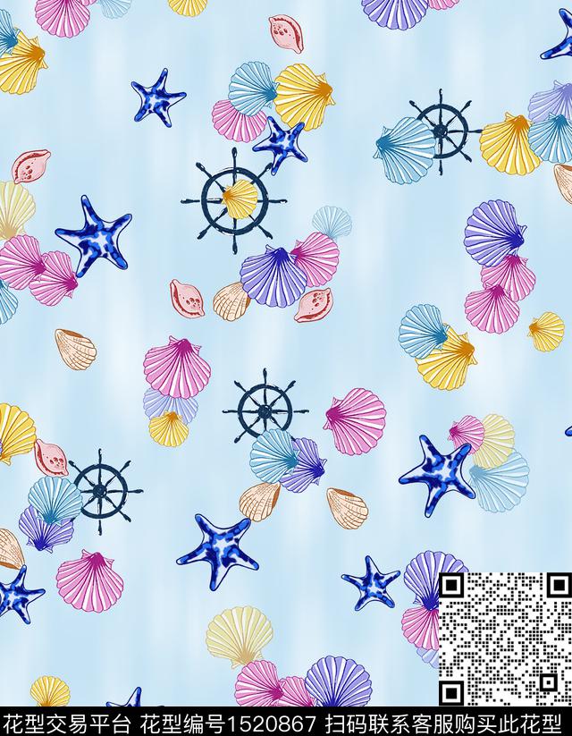 贝壳女装海洋数码印花花型下载（图片编号: 1520867） - 瓦栏（Walan）