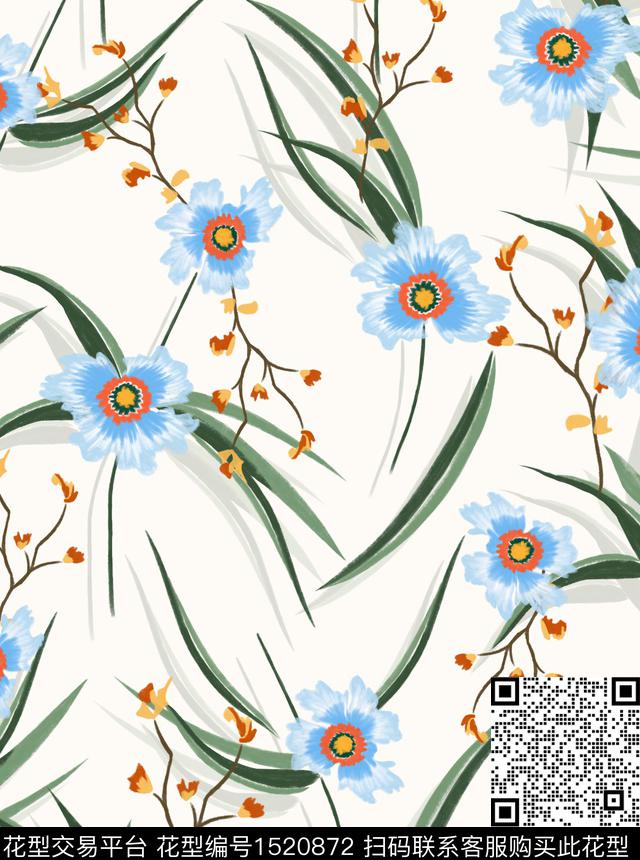 连衣裙女装花卉数码印花花型下载（图片编号: 1520872） - 瓦栏（Walan）