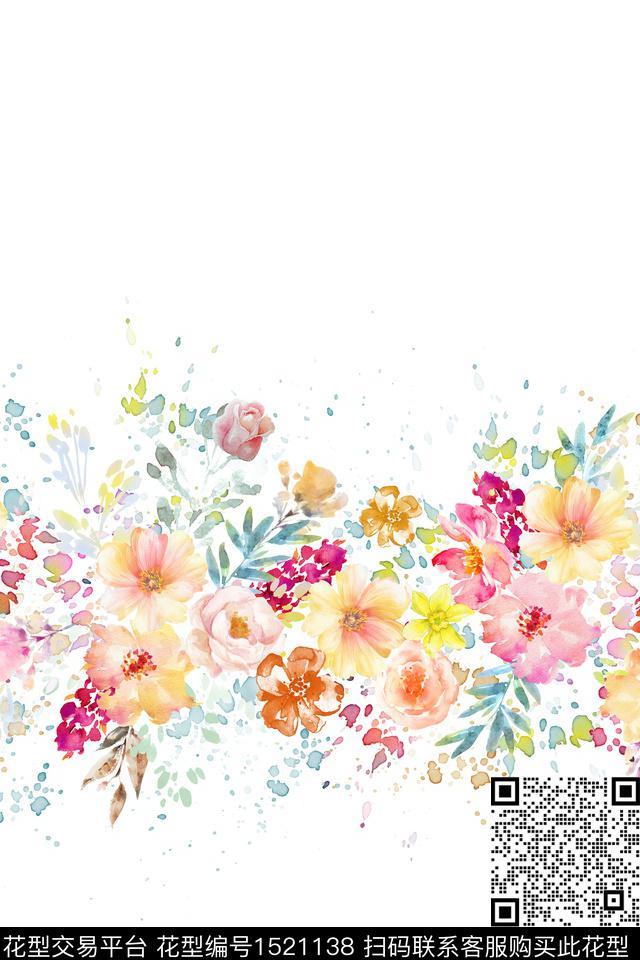 定位花女装花卉数码印花花型下载（图片编号: 1521138） - 瓦栏（Walan）