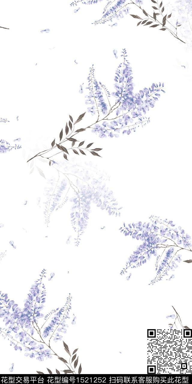 渐变花卉水彩花卉数码印花花型下载（图片编号: 1521252） - 瓦栏（Walan）