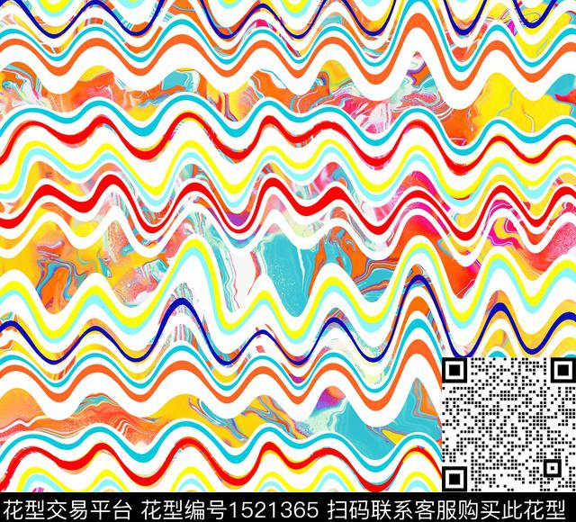 01015.jpg - 1521365 - 抽象 条纹 炫彩 - 数码印花花型 － 泳装花型设计 － 瓦栏