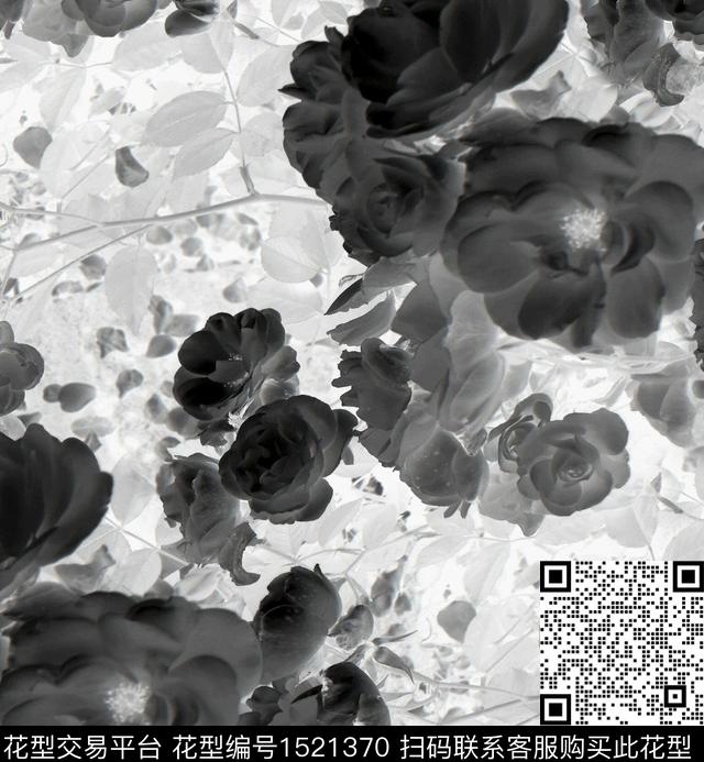 R2211141.jpg - 1521370 - 黑白花型 蔷薇 高级灰 - 数码印花花型 － 男装花型设计 － 瓦栏