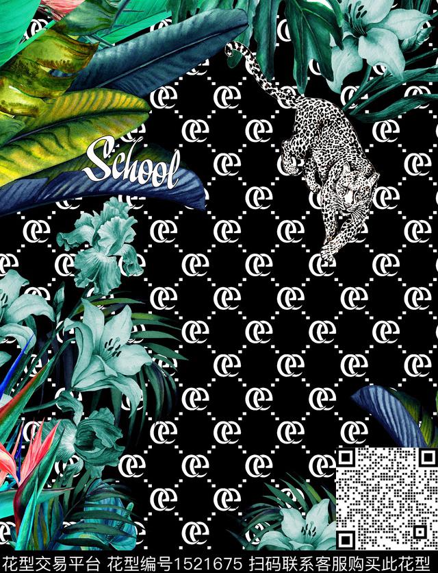 22JD183.jpg - 1521675 - 花卉 定位花 字母 - 数码印花花型 － 男装花型设计 － 瓦栏
