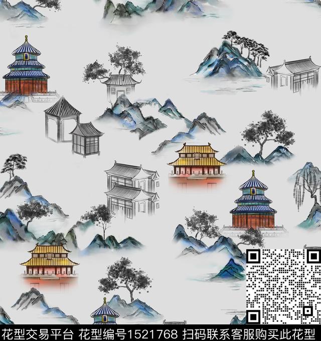 连衣裙旗袍中国风数码印花花型下载（图片编号: 1521768） - 瓦栏（Walan）
