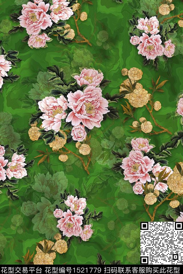 CCCC1188.jpg - 1521779 - 大花 牡丹 中老年 - 数码印花花型 － 女装花型设计 － 瓦栏
