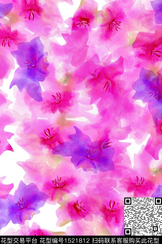 z13539.jpg - 1521812 - 花卉 大牌风 抽象花 - 数码印花花型 － 女装花型设计 － 瓦栏