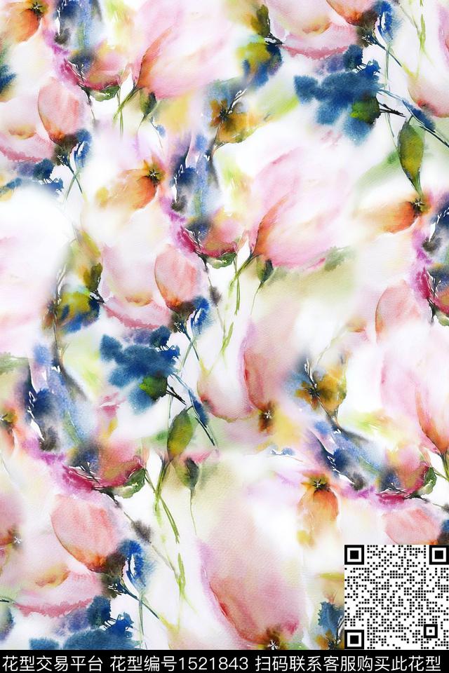 XZ4226.jpg - 1521843 - 水彩 抽象 花卉 - 数码印花花型 － 女装花型设计 － 瓦栏